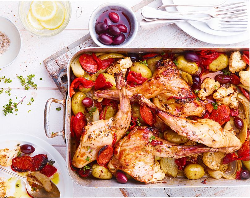 Recette lapin rôti au chorizo